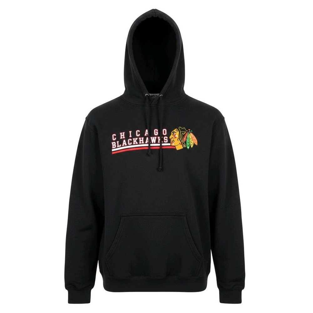 NHL Chicago Blackhawks Mens Hoodie Black Pullover Graphic Sweatshirt Size‎ M